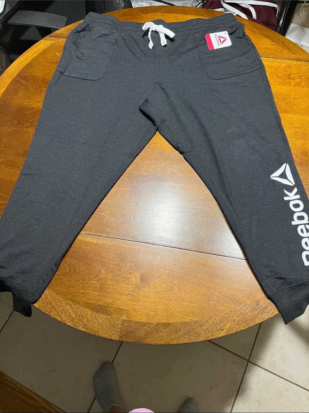 Reebok Charcoal Jogger Pants with White Logo